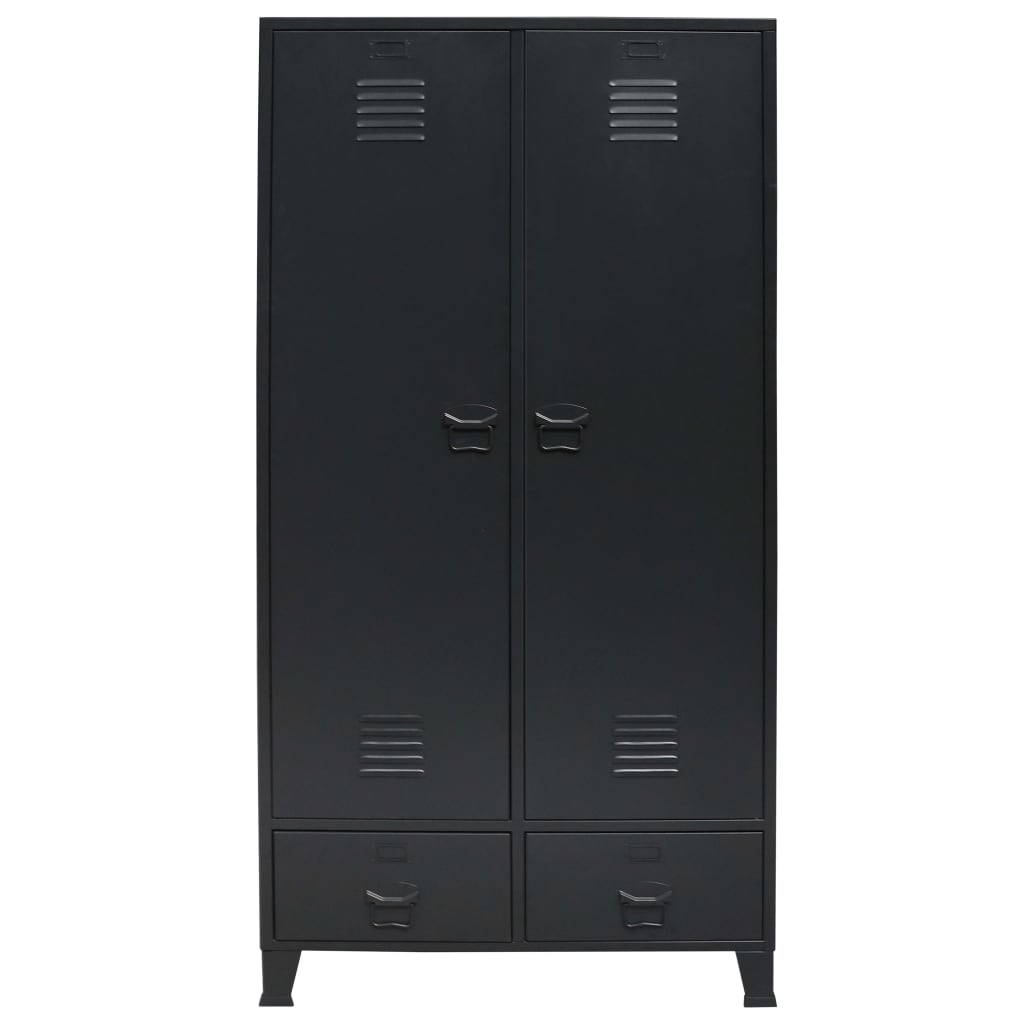 Kleiderschrank Metall Industrie-Stil 90 x 40 x 180 cm Schwarz