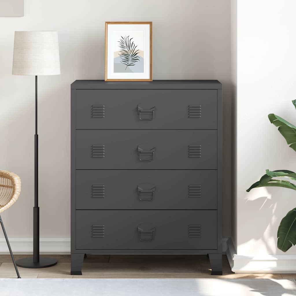 Schubladenschrank Metall Industrie-Stil 78 x 40 x 93 cm Schwarz