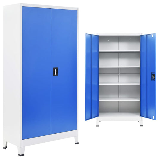 Armoire de bureau en métal 90 x 40 x 180 cm gris et bleu