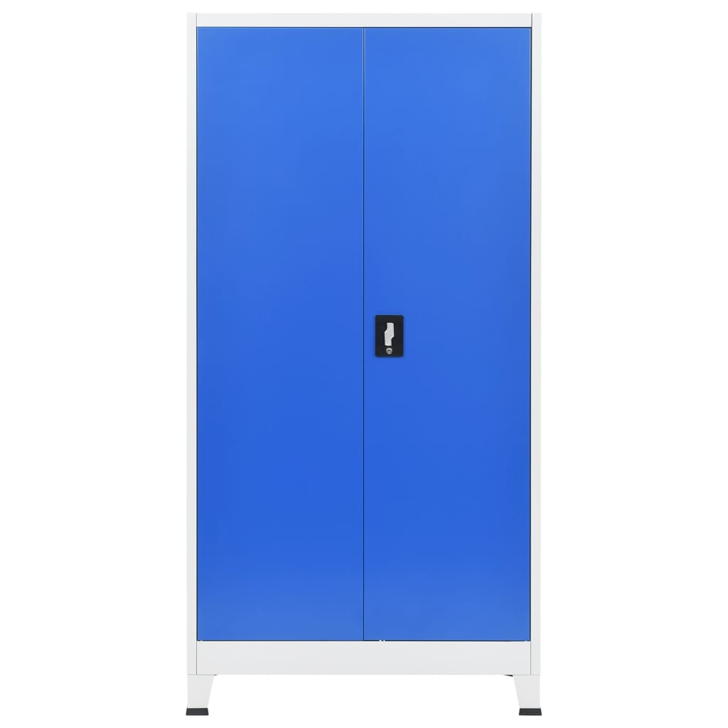 Armoire de bureau en métal 90 x 40 x 180 cm gris et bleu