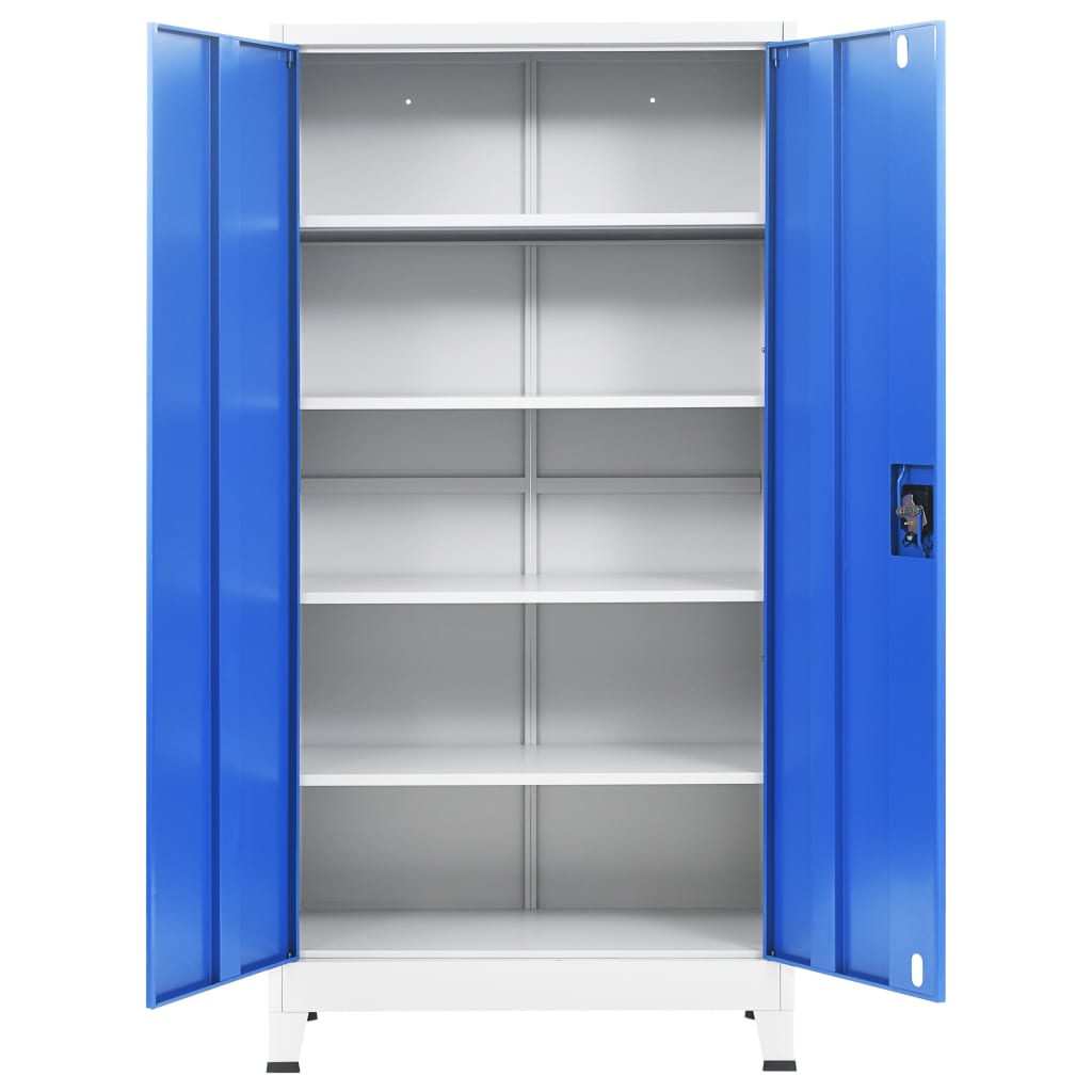 Armoire de bureau en métal 90 x 40 x 180 cm gris et bleu