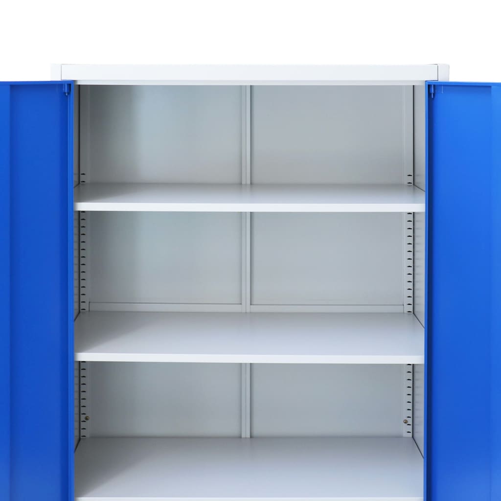 Armoire de bureau en métal 90 x 40 x 180 cm gris et bleu