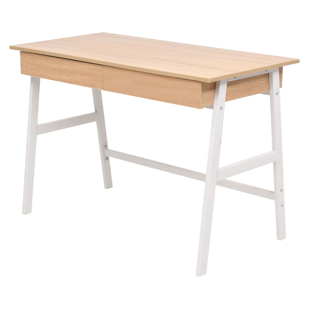 Schreibtisch 110x55x75 cm Eichenbraun und Weiß