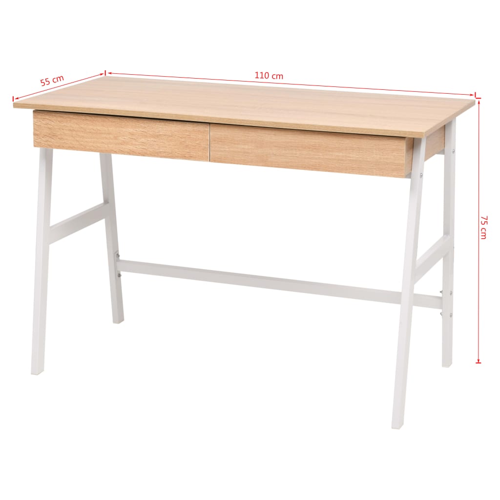 Schreibtisch 110x55x75 cm Eichenbraun und Weiß