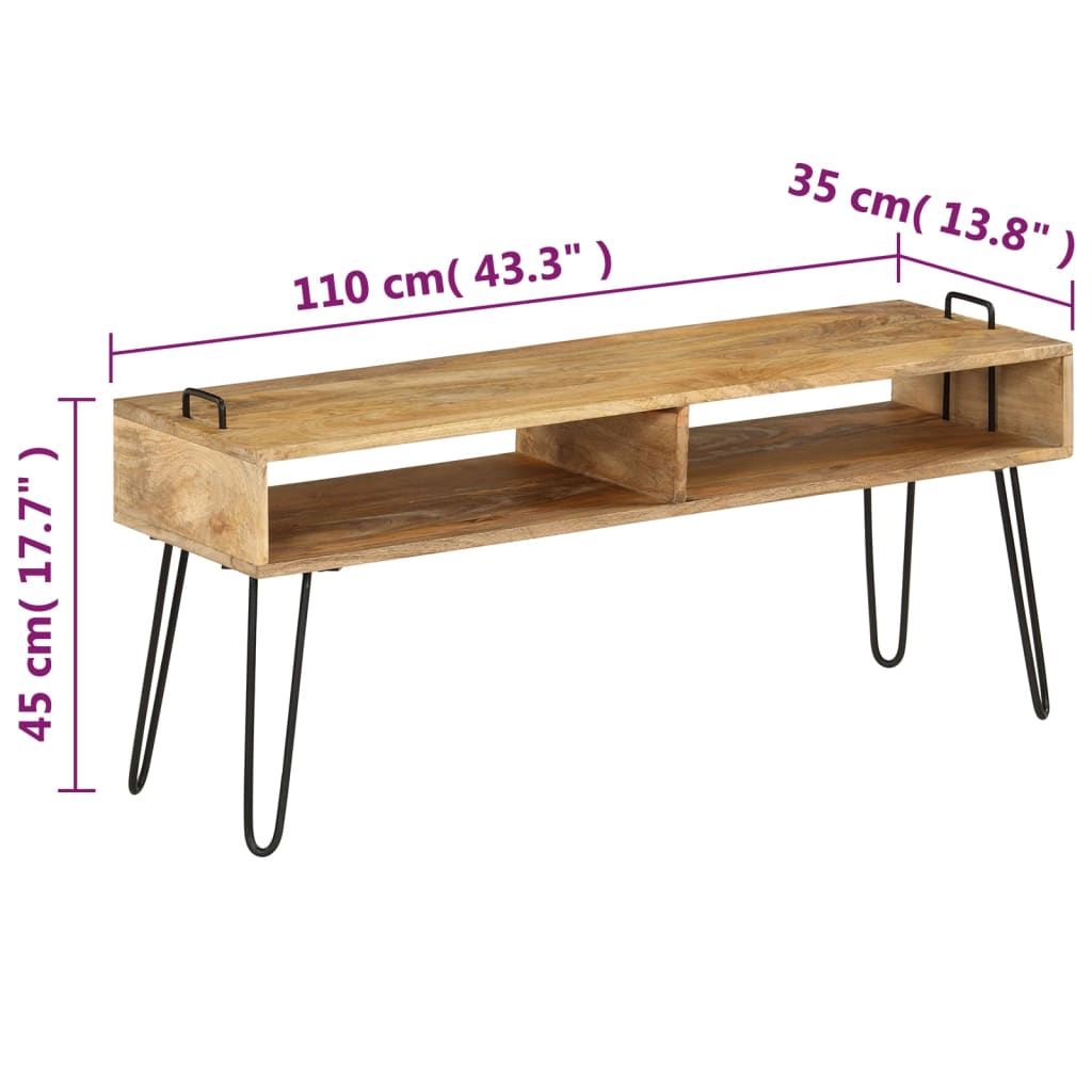 TV-Tisch Massivholz Mango 110x35x45 cm