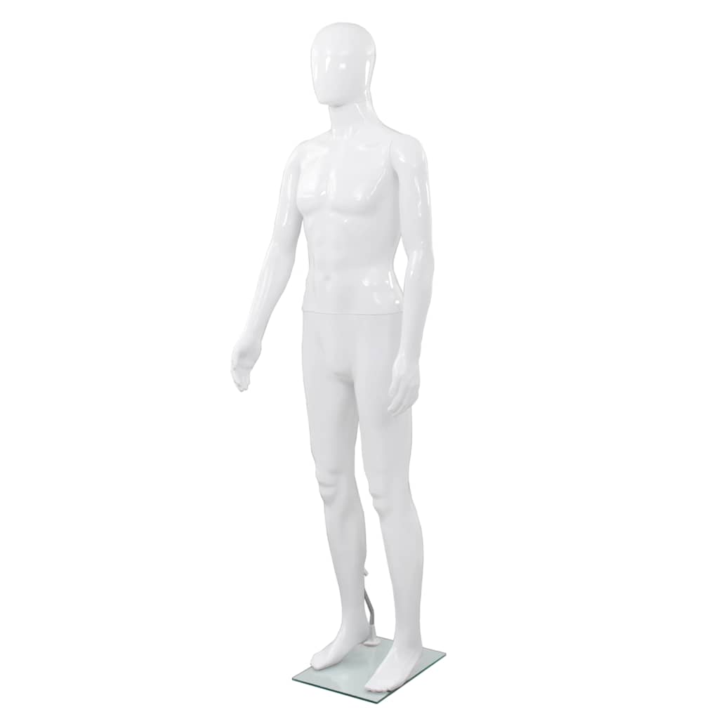 Männliche Schaufensterpuppe mit Glassockel Weiß 185 cm