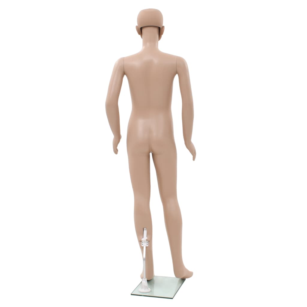 Ganzkörper-Schaufensterpuppe Kind mit Glassockel Beige 140 cm