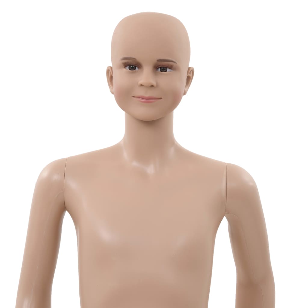Ganzkörper-Schaufensterpuppe Kind mit Glassockel Beige 140 cm