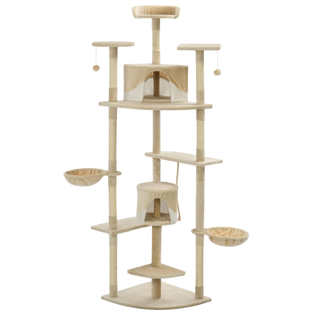 Katzen-Kratzbaum Sisal 203 cm Beige und Weiß