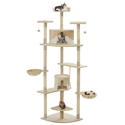 Katzen-Kratzbaum Sisal 203 cm Beige und Weiß