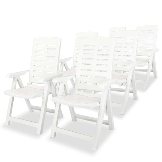 6 Stück verstellbare Klappstühle aus Kunststoff, weiß