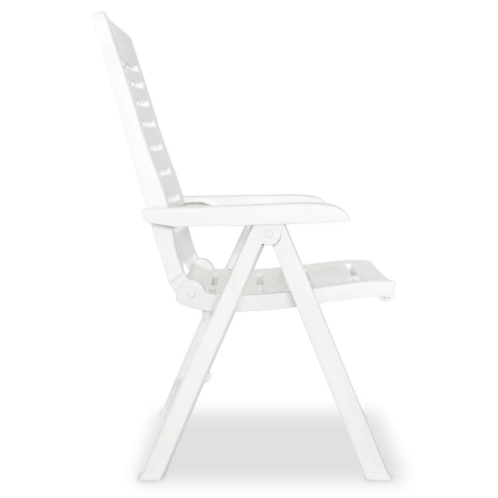 6 Stück verstellbare Klappstühle aus Kunststoff, weiß