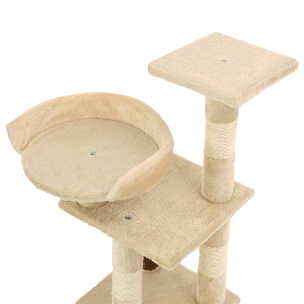 Katzen-Kratzbaum mit Sisal-Kratzsäulen 65 cm Beige