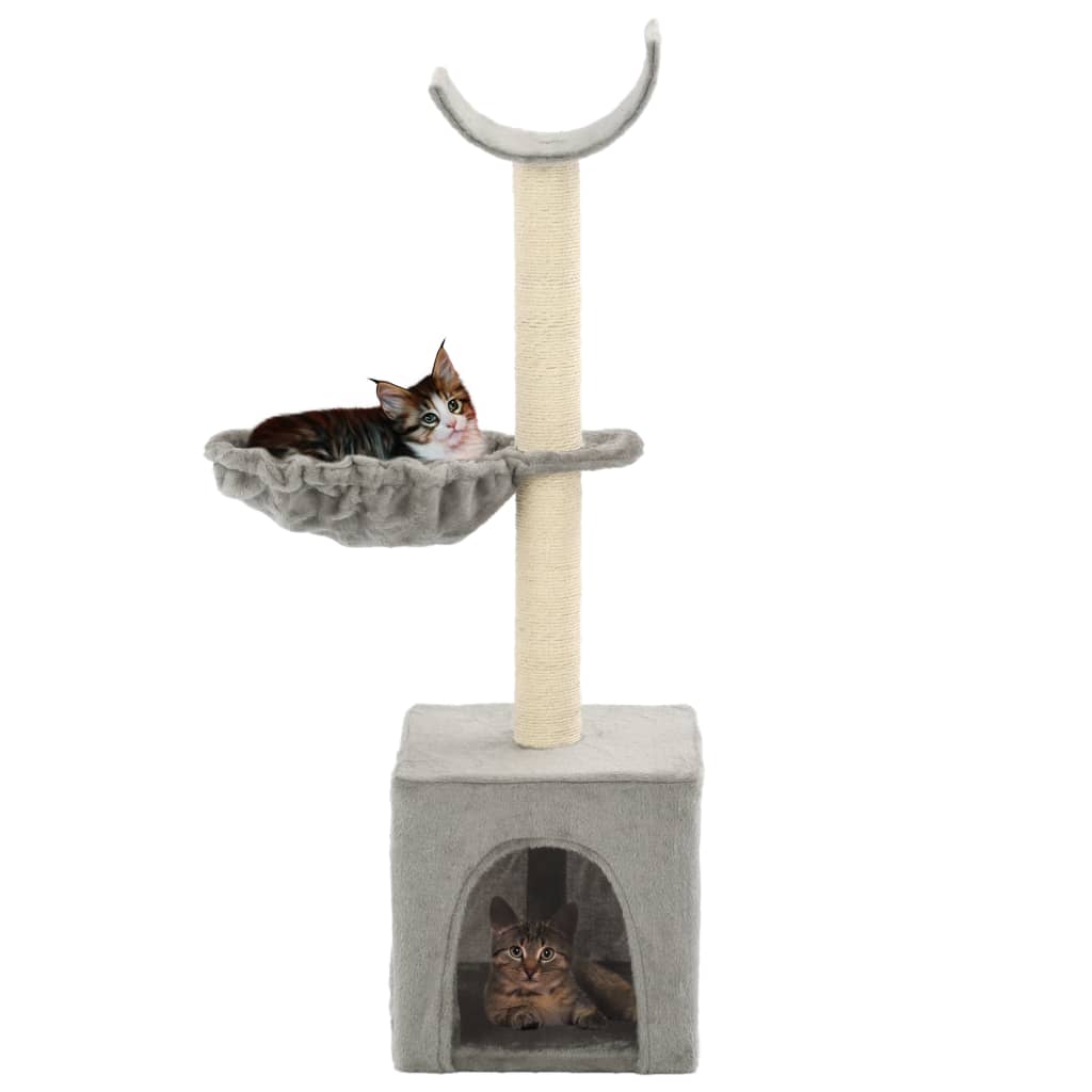Katzen-Kratzbaum mit Sisal-Kratzsäulen 105 cm Grau