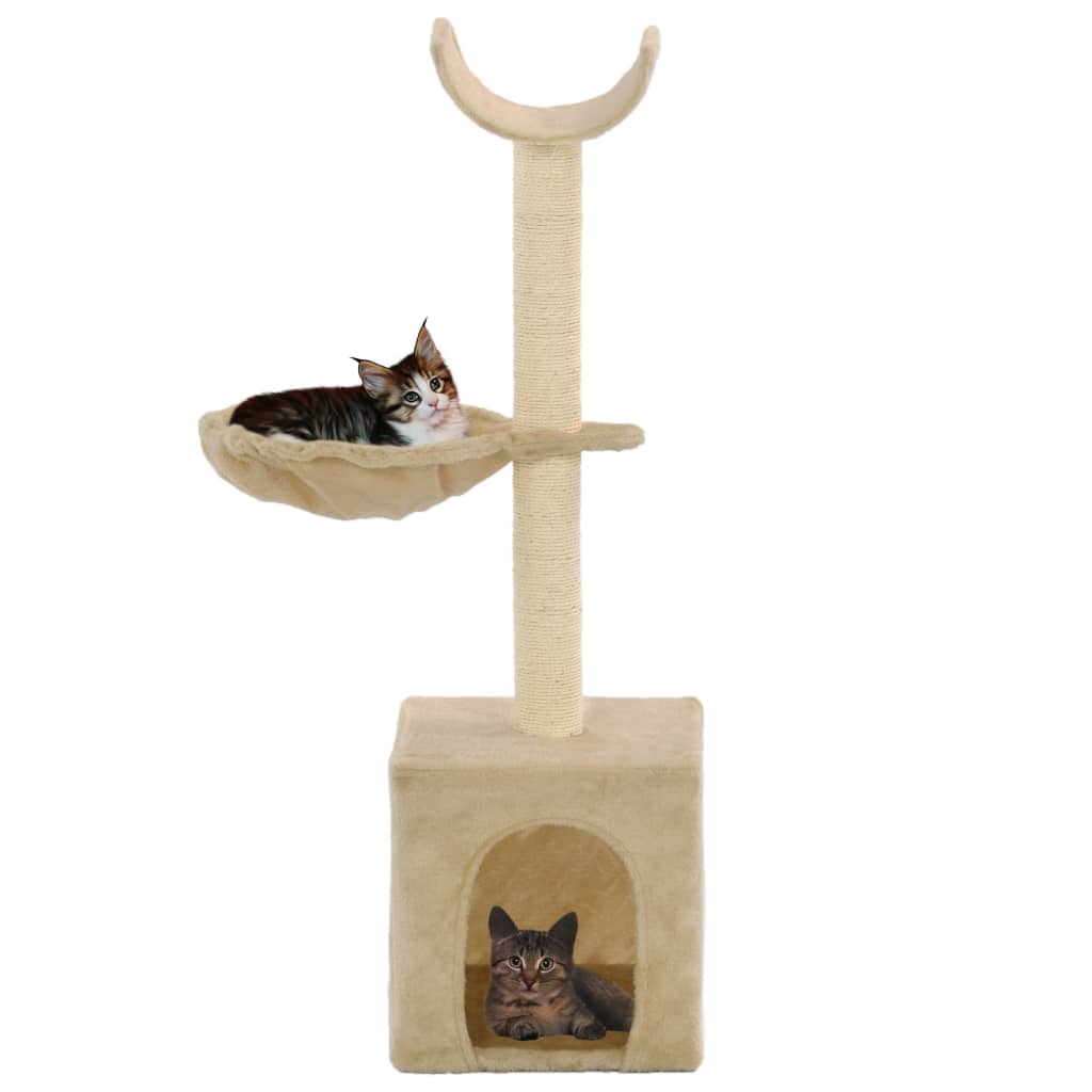 Katzen-Kratzbaum mit Sisal-Kratzsäulen 105 cm Beige