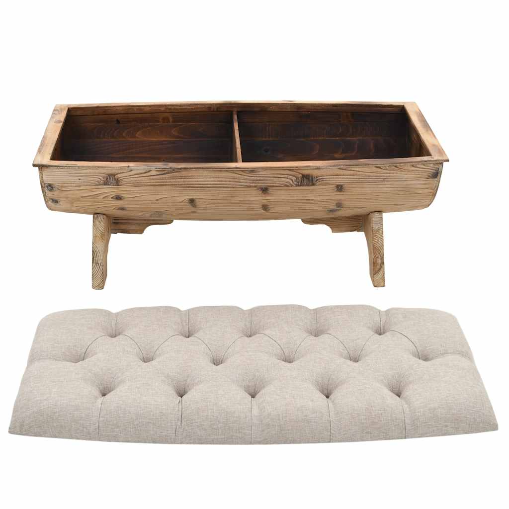 Aufbewahrungsbank Massivholz und Stoff 103 x 51 x 44 cm