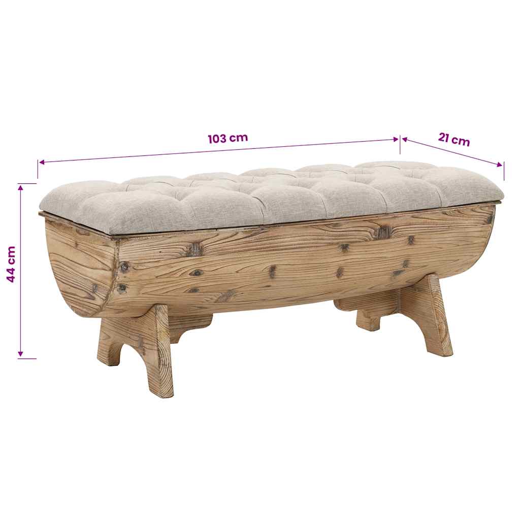 Aufbewahrungsbank Massivholz und Stoff 103 x 51 x 44 cm