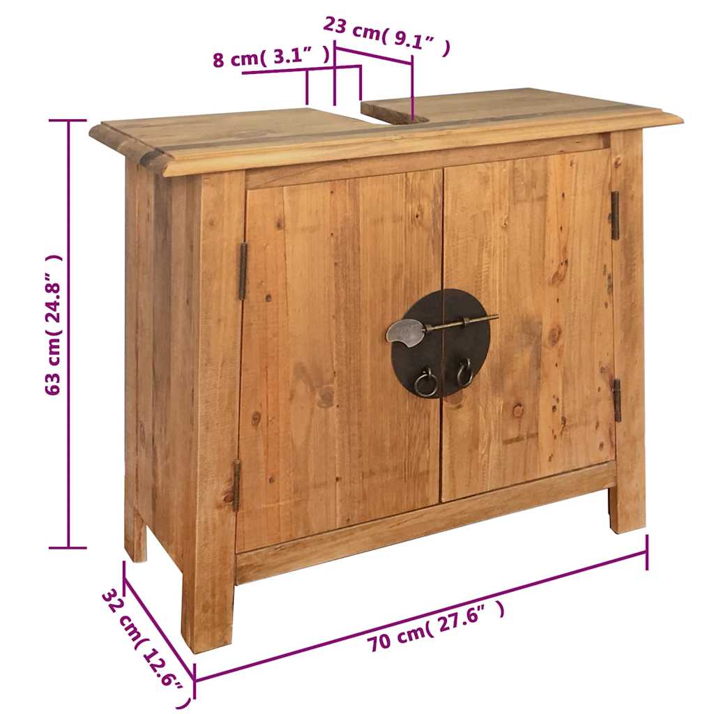 Badezimmer-Unterschrank Massivholz Kiefer 70x32x63 cm