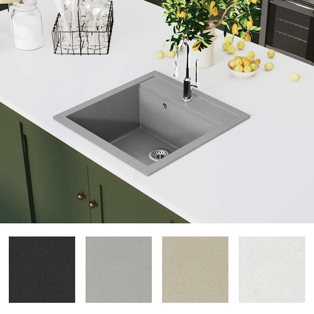 Granitspüle Einzelbecken Grau