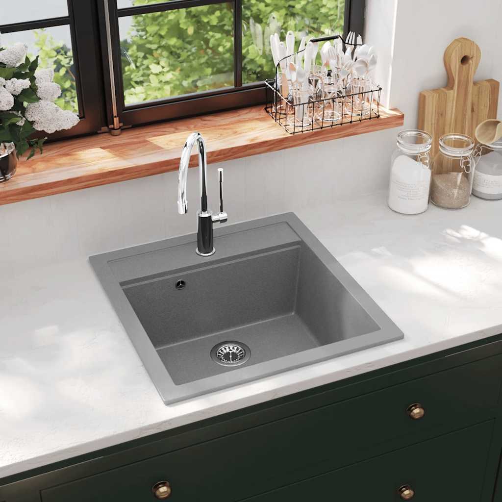 Granitspüle Einzelbecken Grau