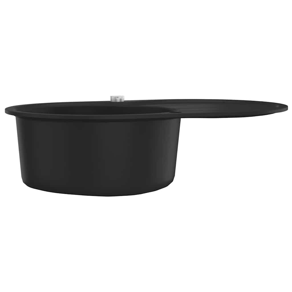 Granit Küchenspüle Einzelwaschbecken Oval Schwarz