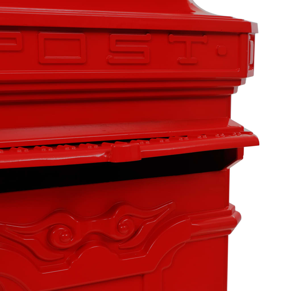 Säulenbriefkasten Aluminium Vintage-Stil Rostfrei Rot