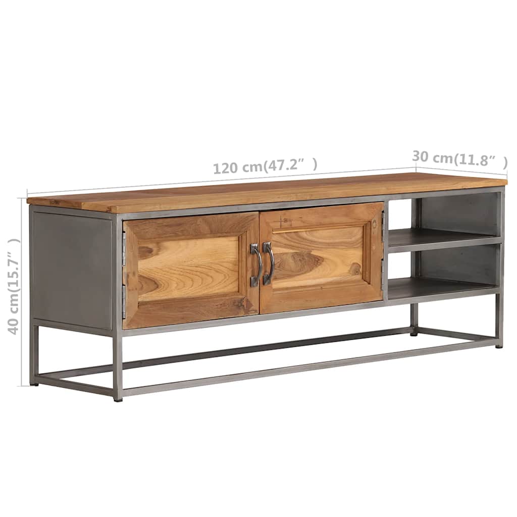 TV-Schrank Recyceltes Teakholz und Stahl 120x30x40 cm