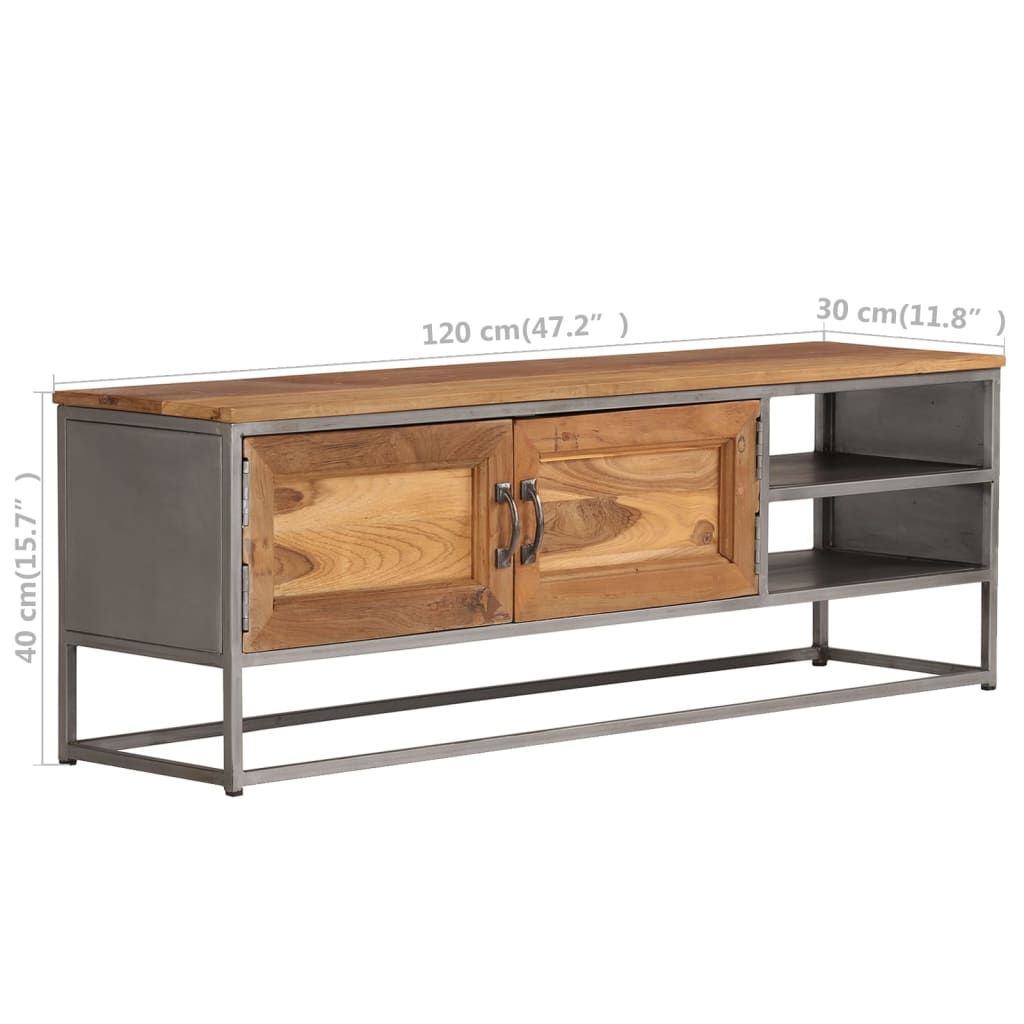 TV-Schrank Recyceltes Teakholz und Stahl 120x30x40 cm