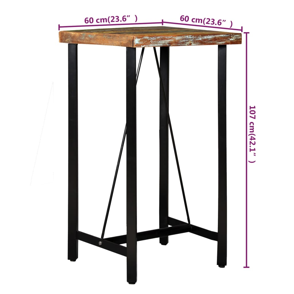3-tlg. Bar-Set Altholz Massiv, Echtleder und Canvas