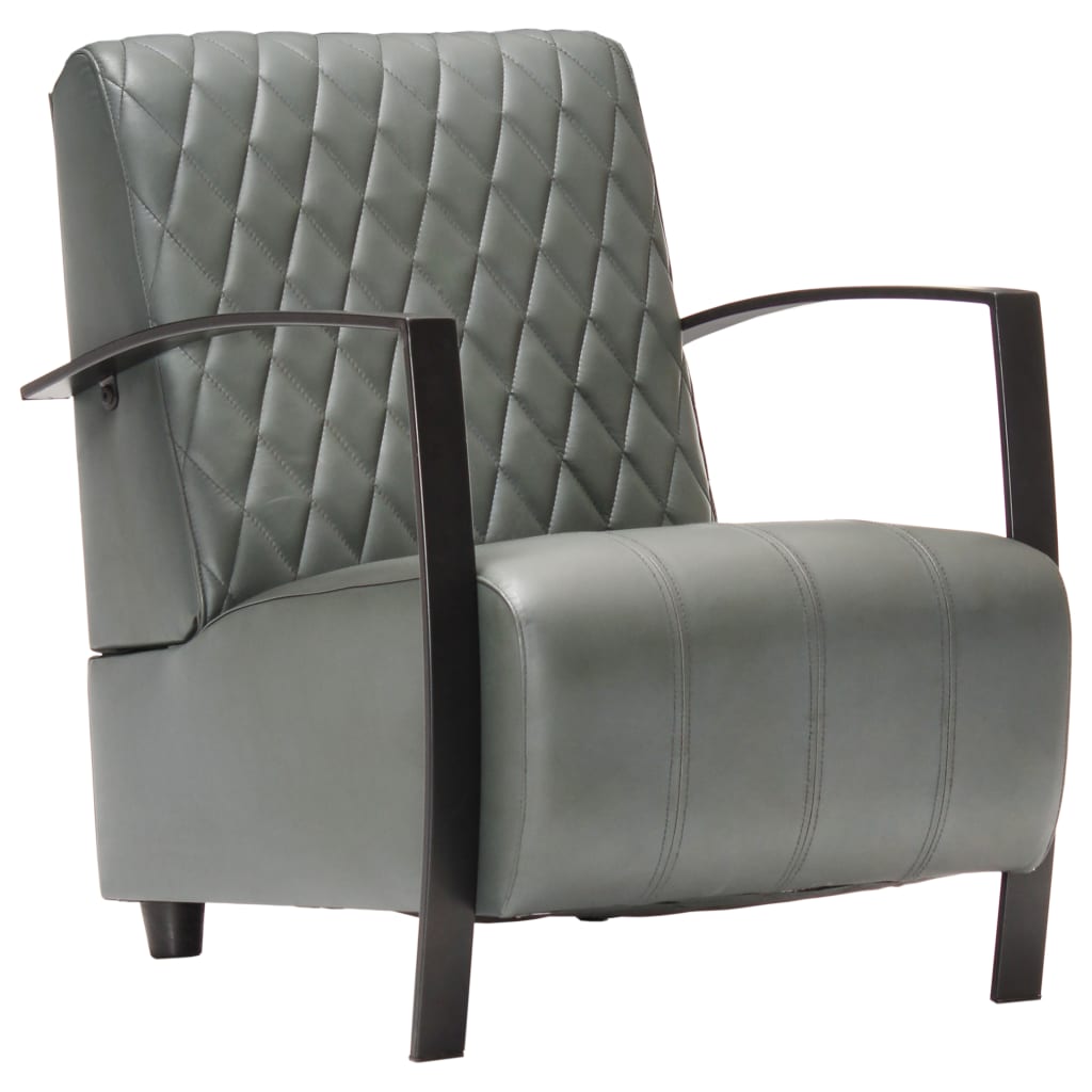Sessel Grau Echtleder