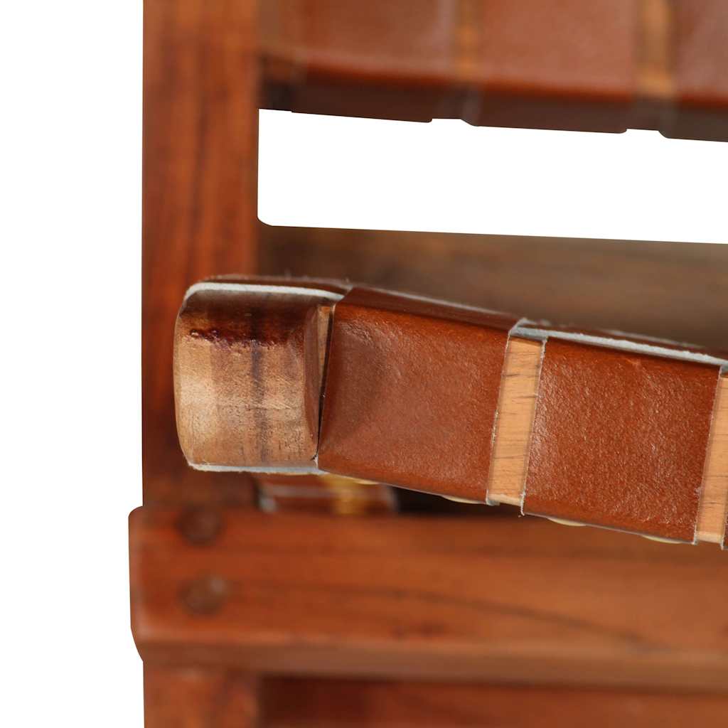 Relaxstuhl Klappbar Kreuzstreifen Braun Echtleder
