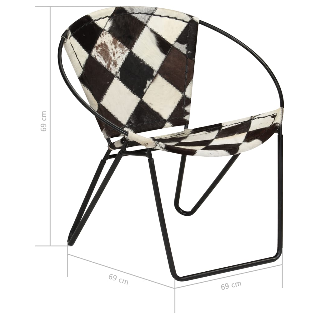 Sessel Rautenmuster Schwarz Echtleder