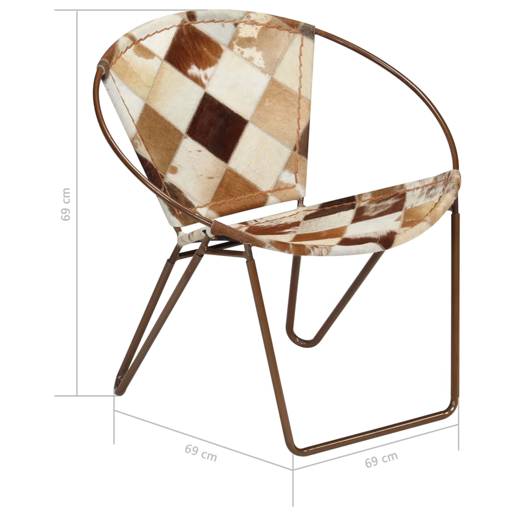 Sessel Rautenmuster Braun Echtleder