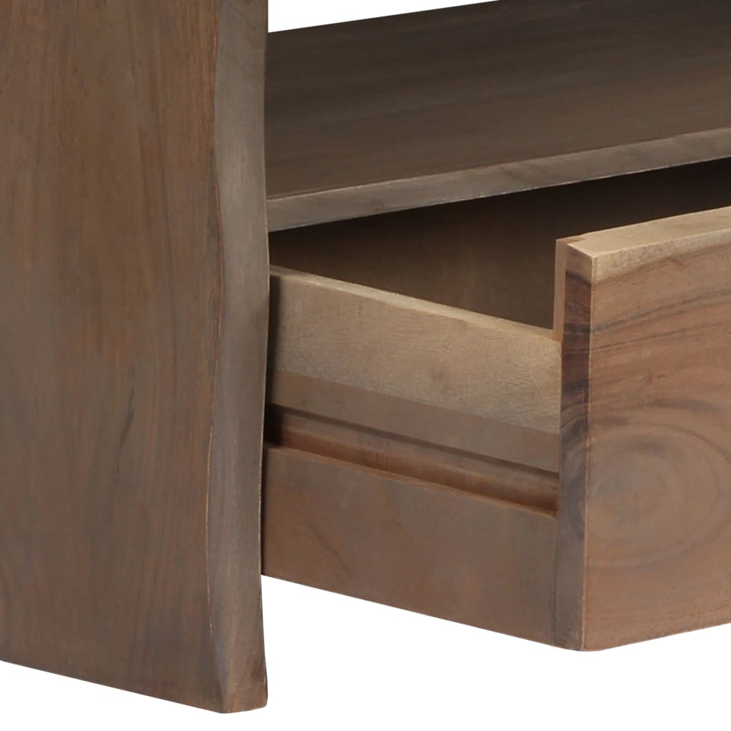 Table basse en bois d'acacia massif bords naturels 90x50x40 cm gris