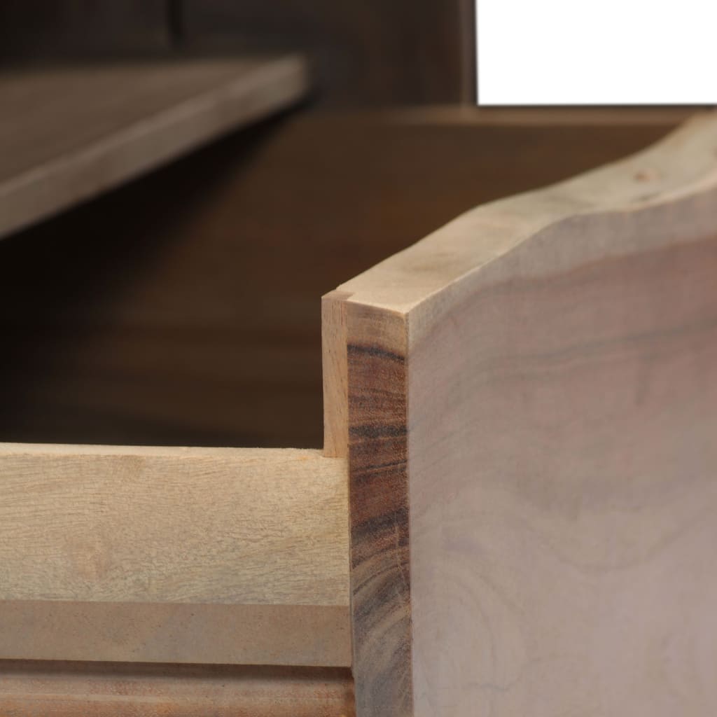 Table basse en bois d'acacia massif bords naturels 90x50x40 cm gris