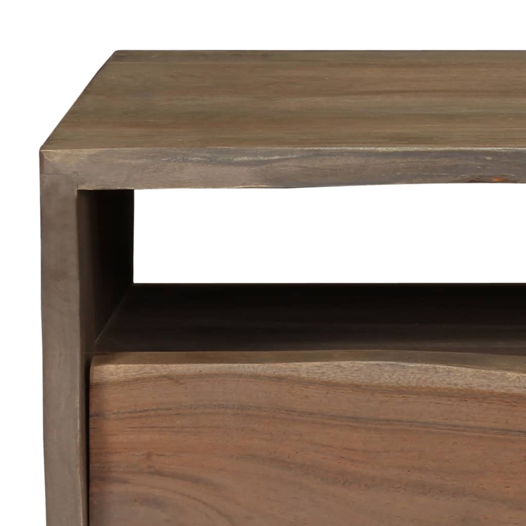 Table basse en bois d'acacia massif bords naturels 90x50x40 cm gris