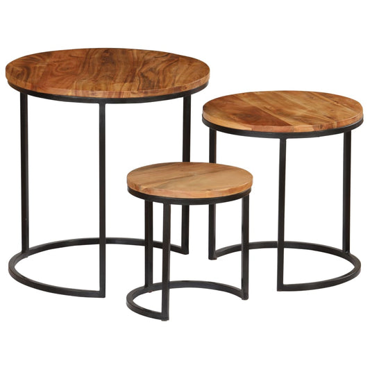 Couchtisch-Set 3-teilig Akazienholz Massiv