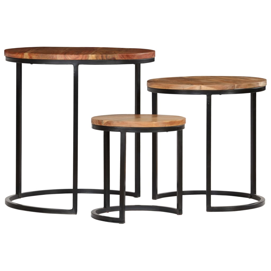 Couchtisch-Set 3-teilig Akazienholz Massiv