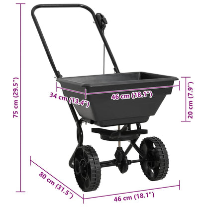 Handstreuwagen Salzstreuer PVC und Stahl 80x46x75 cm 15 L