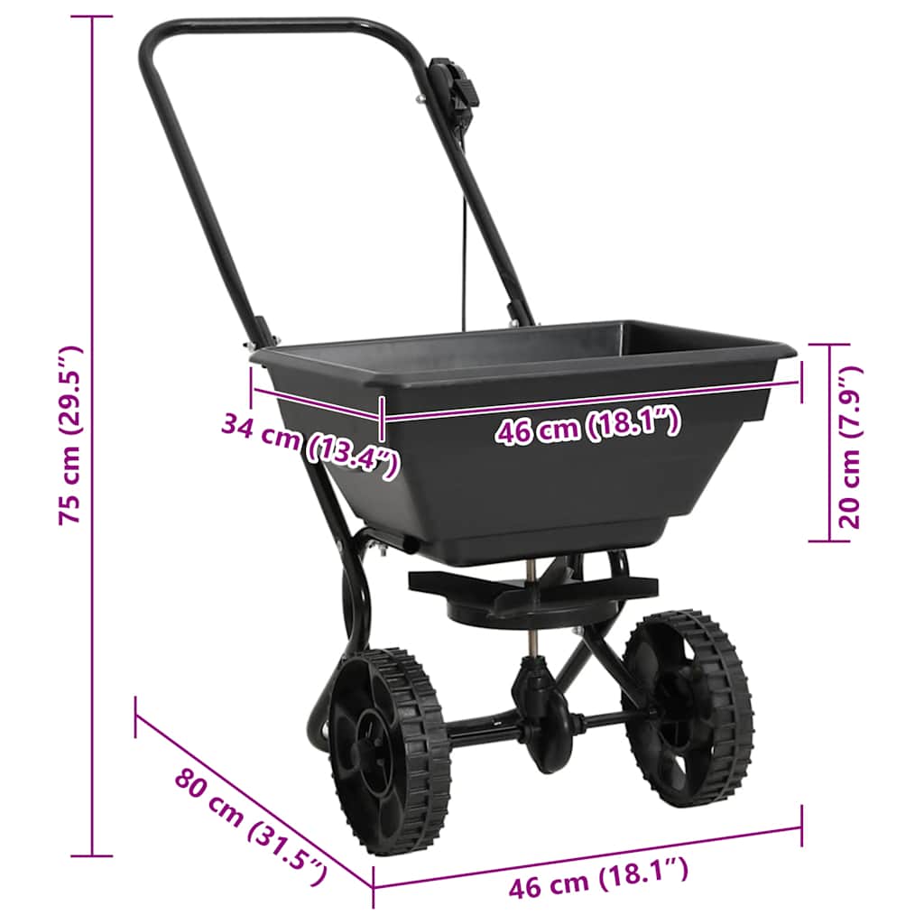Handstreuwagen Salzstreuer PVC und Stahl 80x46x75 cm 15 L