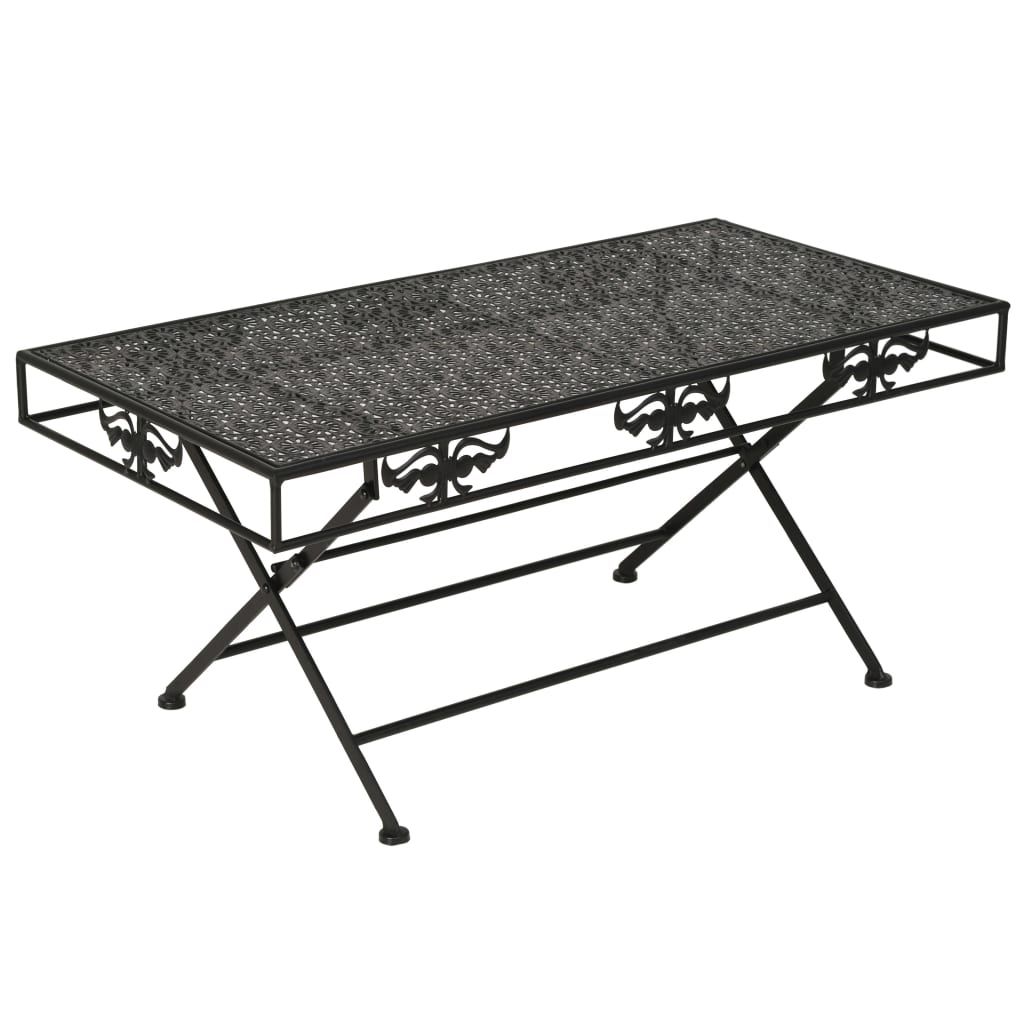 Table basse pliante style vintage en métal 100x50x45 cm noire