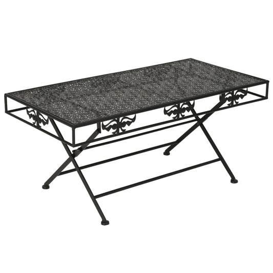 Table basse pliante style vintage en métal 100x50x45 cm noire