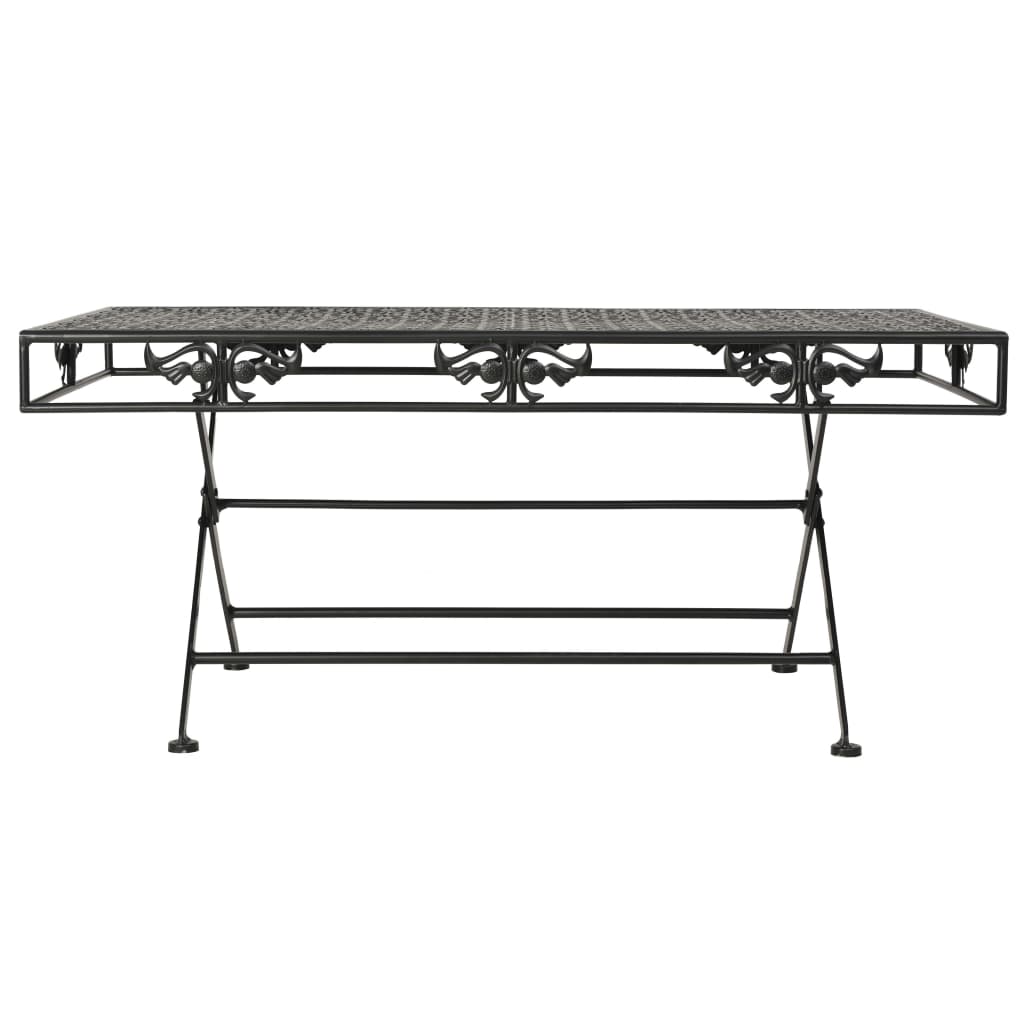 Table basse pliante style vintage en métal 100x50x45 cm noire