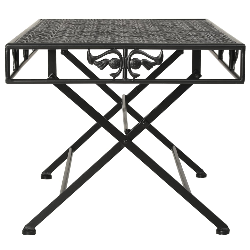 Table basse pliante style vintage en métal 100x50x45 cm noire