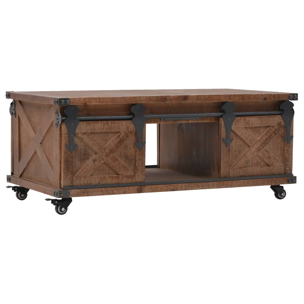 Table basse en bois de sapin massif 91x51x38 cm marron