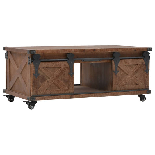 Table basse en bois de sapin massif 91x51x38 cm marron