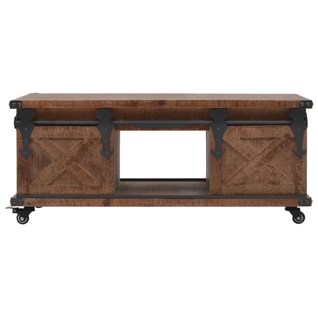 Table basse en bois de sapin massif 91x51x38 cm marron