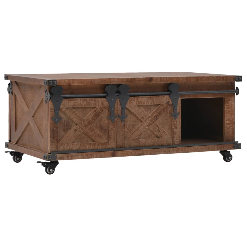 Table basse en bois de sapin massif 91x51x38 cm marron