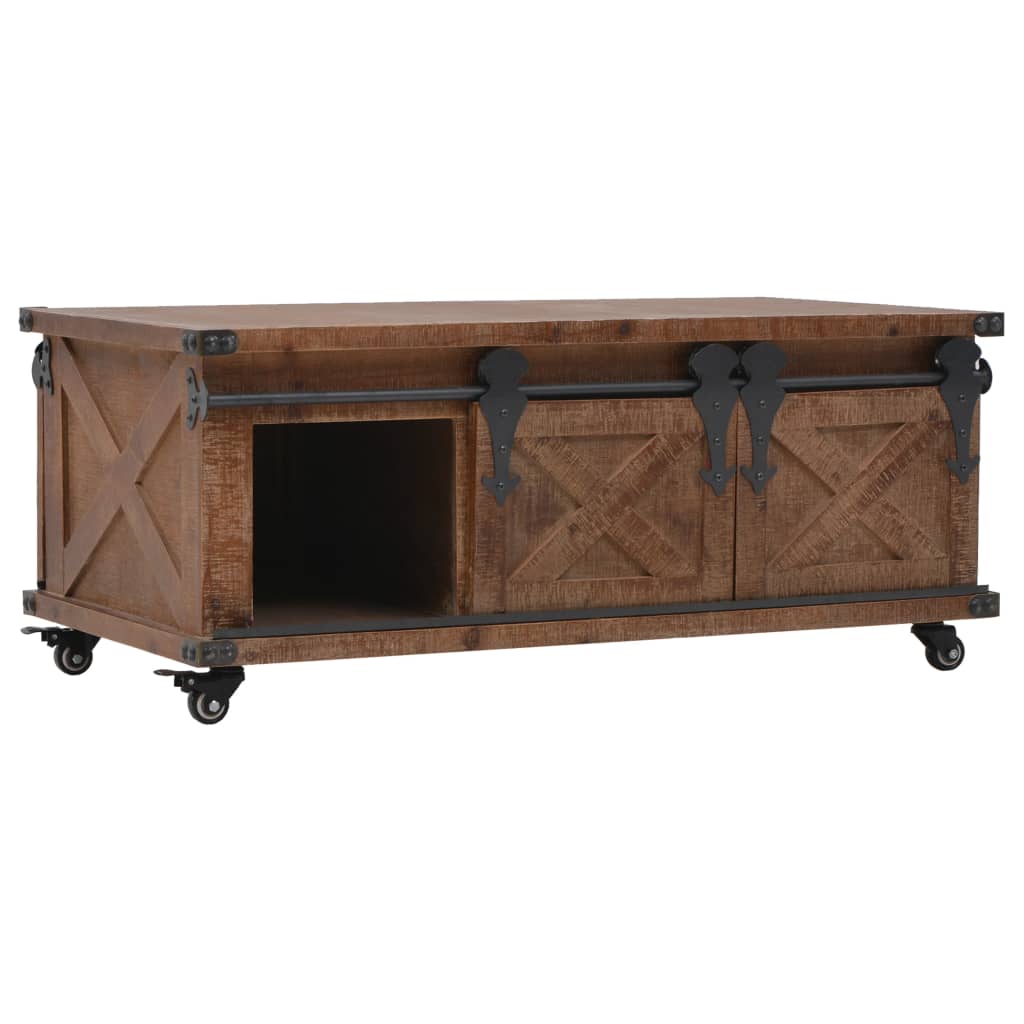 Table basse en bois de sapin massif 91x51x38 cm marron