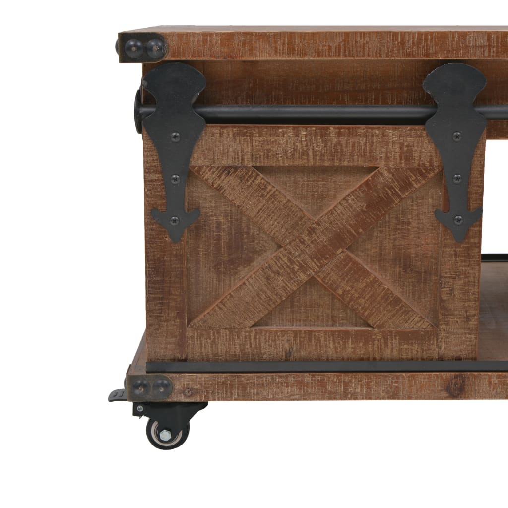 Table basse en bois de sapin massif 91x51x38 cm marron